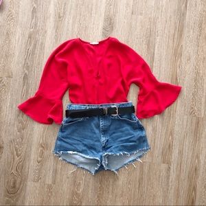 Red Bell Sleeve Blouse Size S